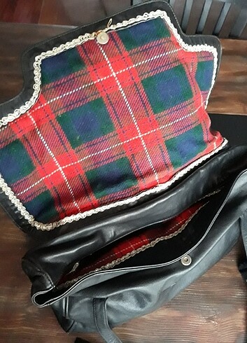 Zımba detaylı deri çanta - Görsel 8