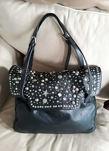 Zımba detaylı deri çanta - Görsel 14