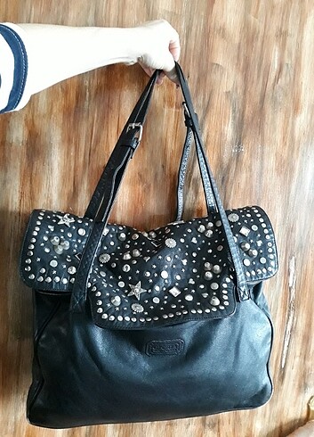 Zımba detaylı deri çanta - Görsel 20