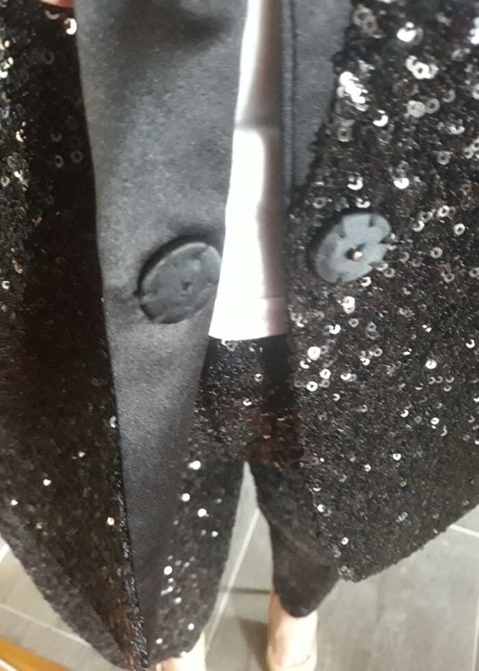Pinko pul payet siyah abiye ceket blazer - Görsel 3