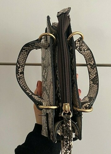 Yılan derisi Primark Leopar çanta - Görsel 7