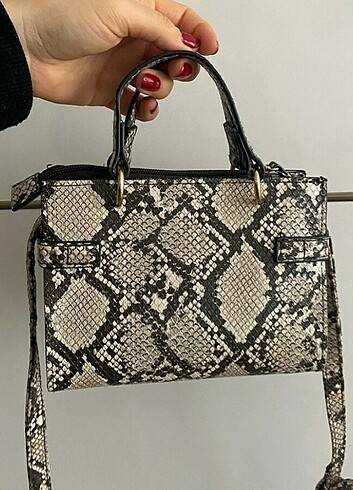 Yılan derisi Primark Leopar çanta - Görsel 8