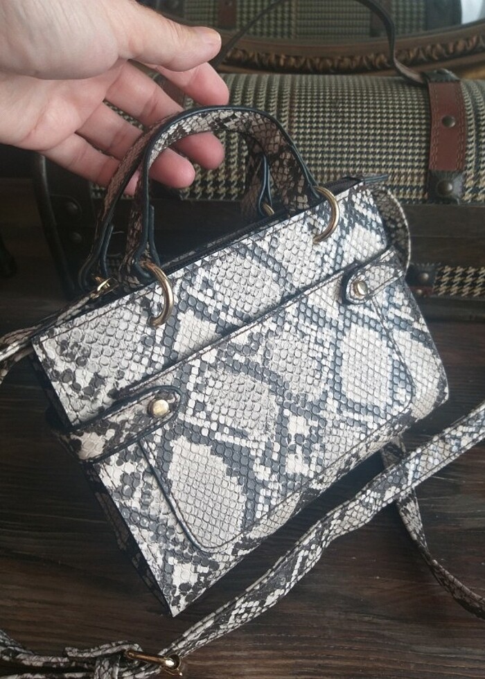 Yılan derisi Primark Leopar çanta - Görsel 4