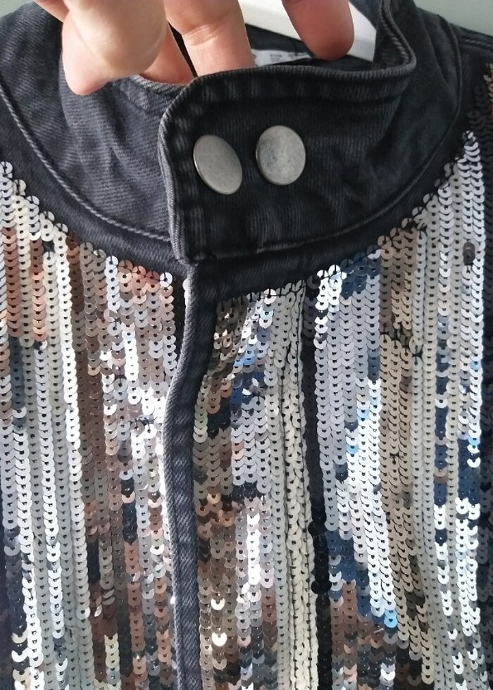 Siyah Jean ceket pul payet abiye - Görsel 2