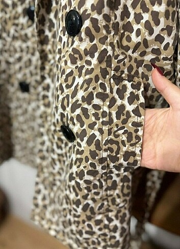 Tally  Weijl leopar trençkot mont ceket ekose - Görsel 7