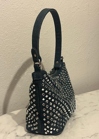 Beden lacivert Renk Bershka Kot Işıltılı Çanta