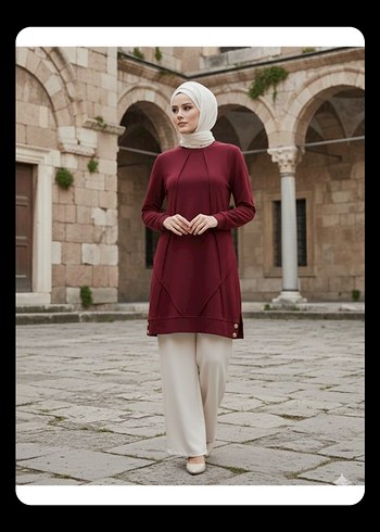 Bordo Uzun Kollu Oysho Tunik - Görsel 3