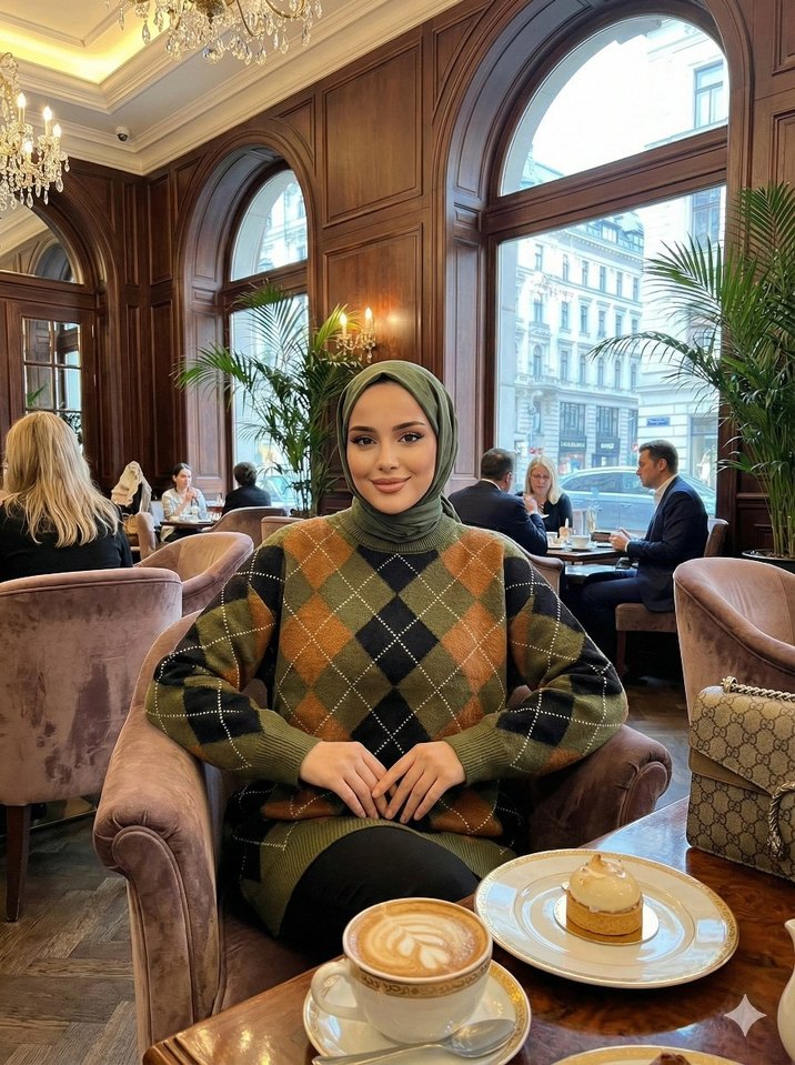 Bohem Tarz Kadın Haki Örgü Boğazlı Kazak - Görsel 2