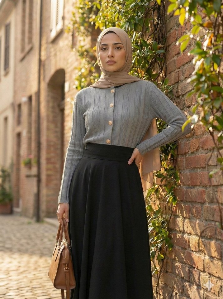 Gri Pilili Uzun Kollu Kadın Hırka - Görsel 3