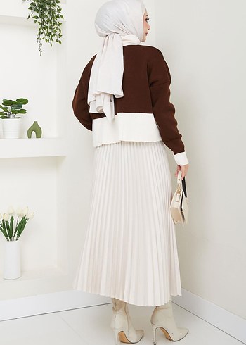 Boğazlı Etek Üstü Triko Kazak - Görsel 6