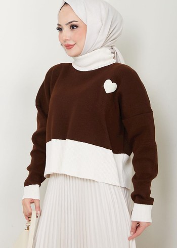 Boğazlı Etek Üstü Triko Kazak - Görsel 2