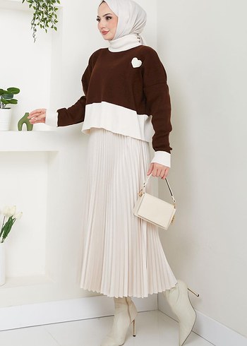 Boğazlı Etek Üstü Triko Kazak - Görsel 3