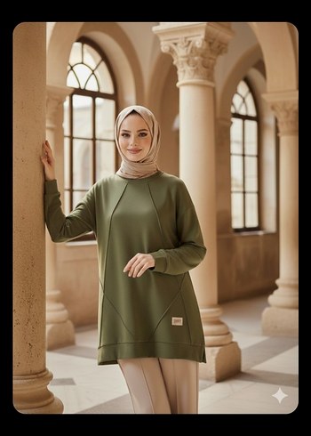 Salaş Kesim Haki Kadın Oysho Tunik - Görsel 3