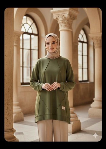 Salaş Kesim Haki Kadın Oysho Tunik - Görsel 2