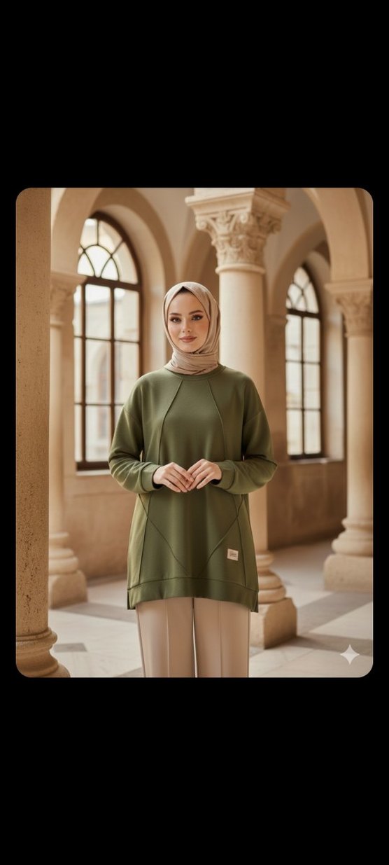 Salaş Kesim Haki Kadın Oysho Tunik - Görsel 2