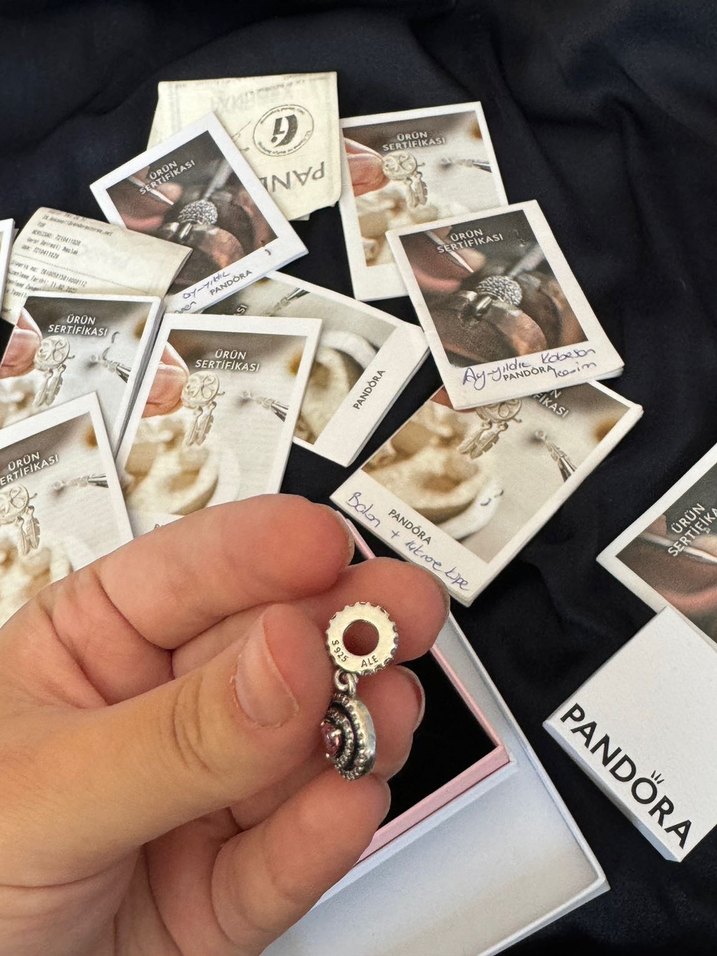 Pandora çift hale sallantılı kalp pembe charm - Görsel 2