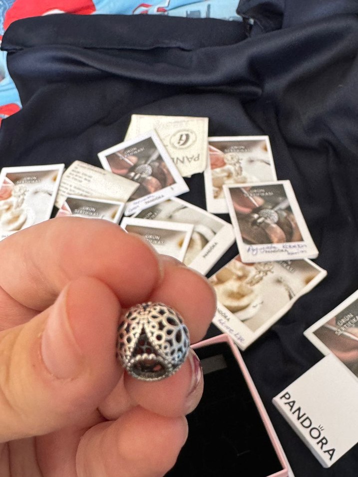 Pandora yuvarlak gül işlemeli charm - Görsel 2