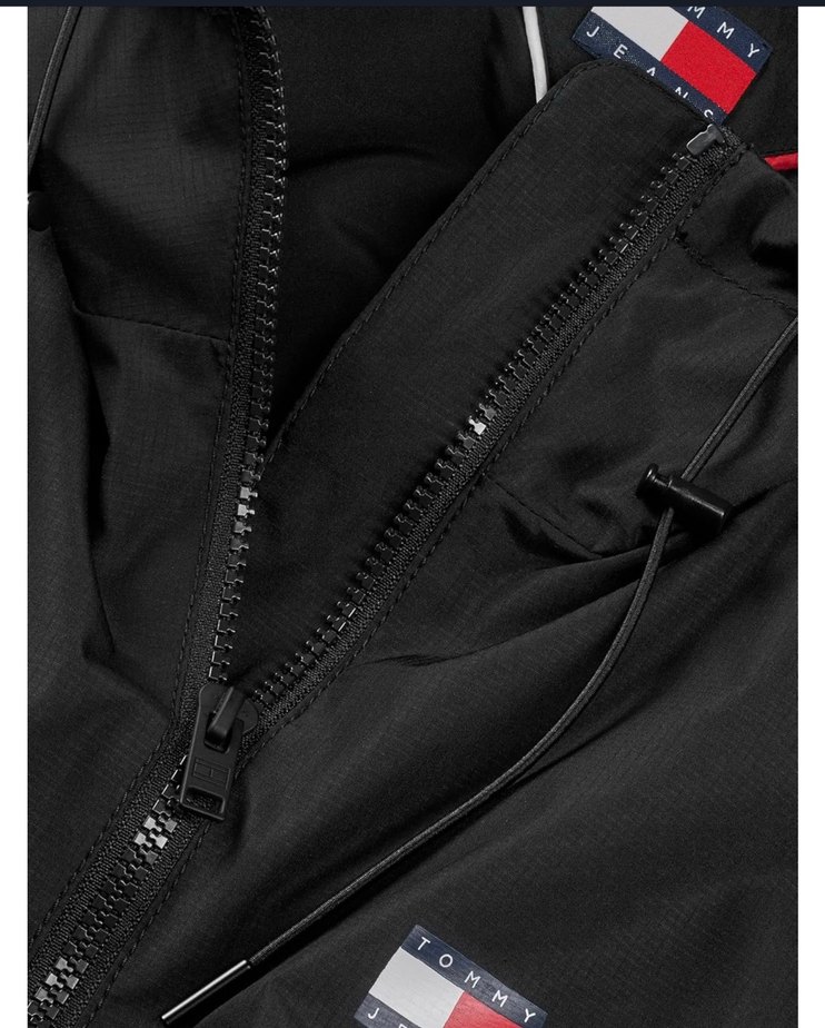 Tommy Hilfiger Siyah Kapüşonlu Yağmurluk - Görsel 4