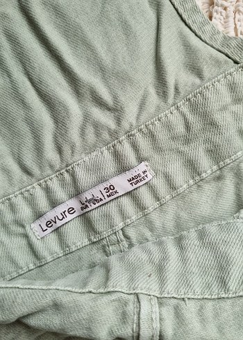 Kadın mint yeşili  Kot Kısa Tulum - Görsel 6