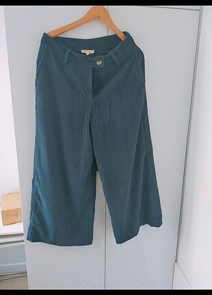Kadife koton bol paça pantolon fitilli kadife palazzo indigo
