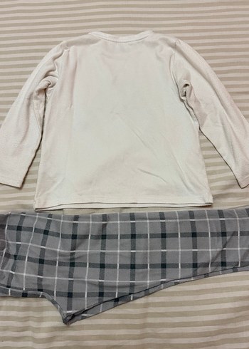 4 Yaş Beden Kız Çocuk Gri Pamuklu Uzun Kollu Pijama Takımı