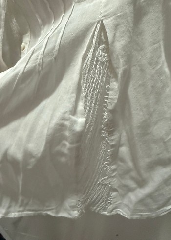 Düğmeli Beyaz Keten Bohem çocuk Gömlek - Görsel 4