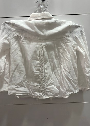 Düğmeli Beyaz Keten Bohem çocuk Gömlek - Görsel 2