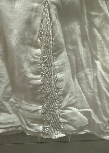 Düğmeli Beyaz Keten Bohem çocuk Gömlek - Görsel 3