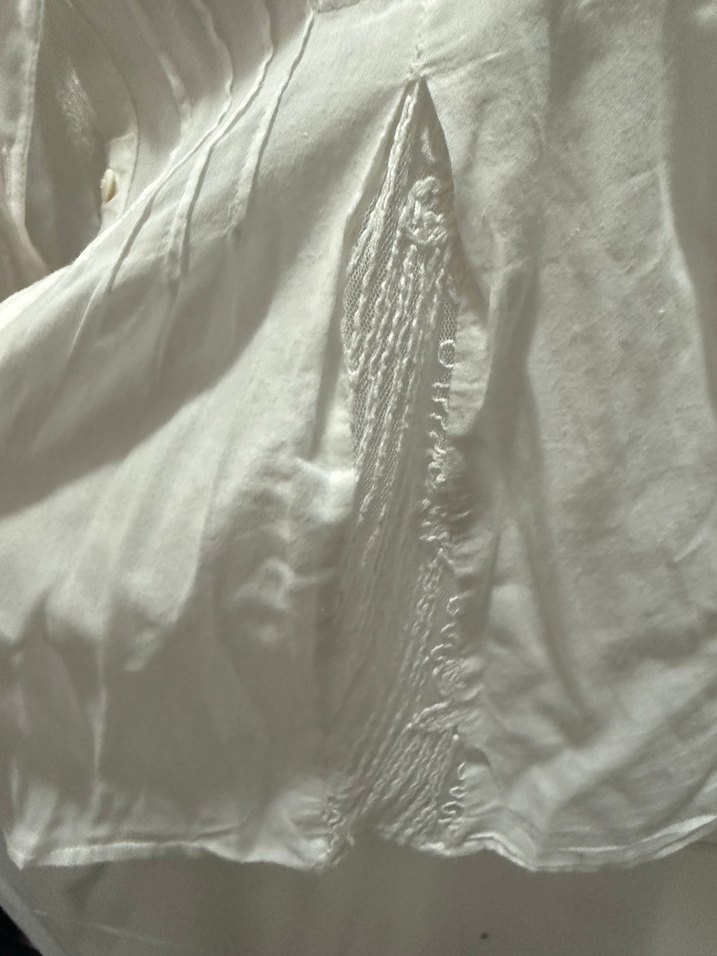 Düğmeli Beyaz Keten Bohem çocuk Gömlek - Görsel 4