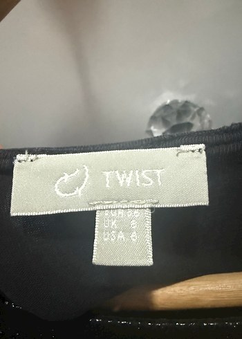 Siyah deri görünümlü Dantelli Kısa Kollu Bluz - Görsel 2