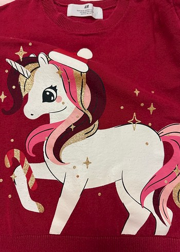 Kız Çocuk Kırmızı Baskılı kazak - Görsel 4