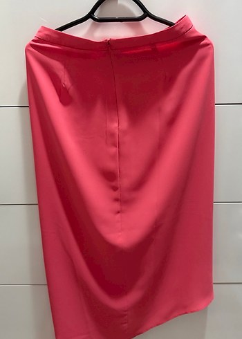 Pembe Midi Drapeli Kadın Etek - Görsel 3