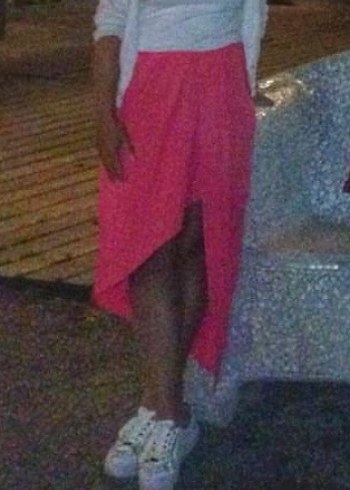 Pembe Midi Drapeli Kadın Etek - Görsel 5