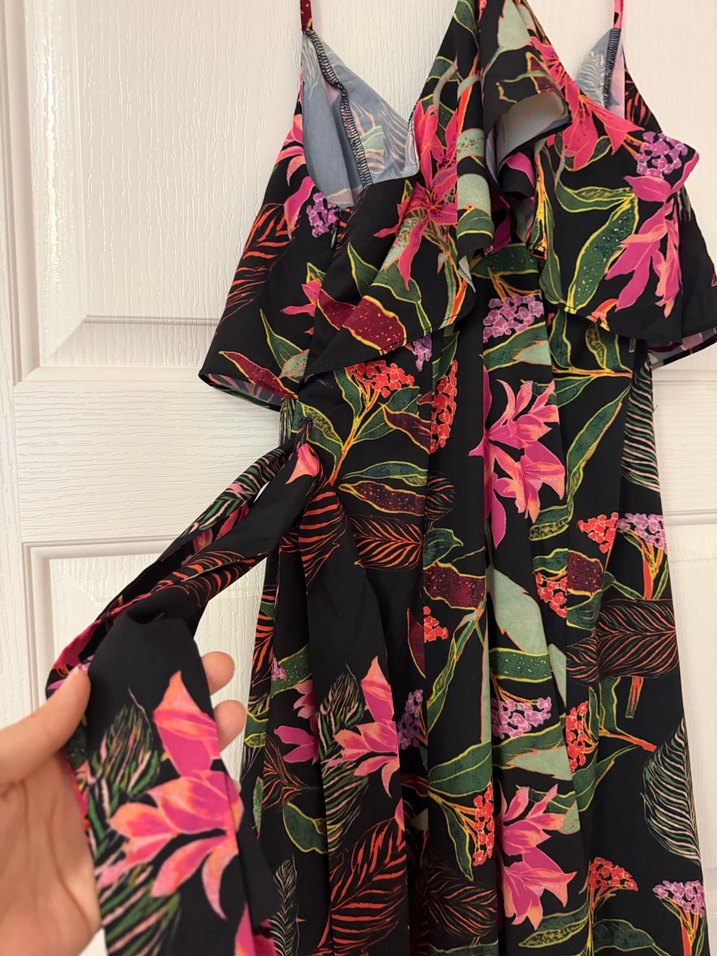 Çiçek Desenli Bohem Uzun Askılı Elbise - Görsel 4