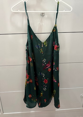 Çiçek Desenli saten Midi Tulum