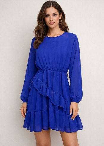 Saks Mavisi Elbise - Görsel 2