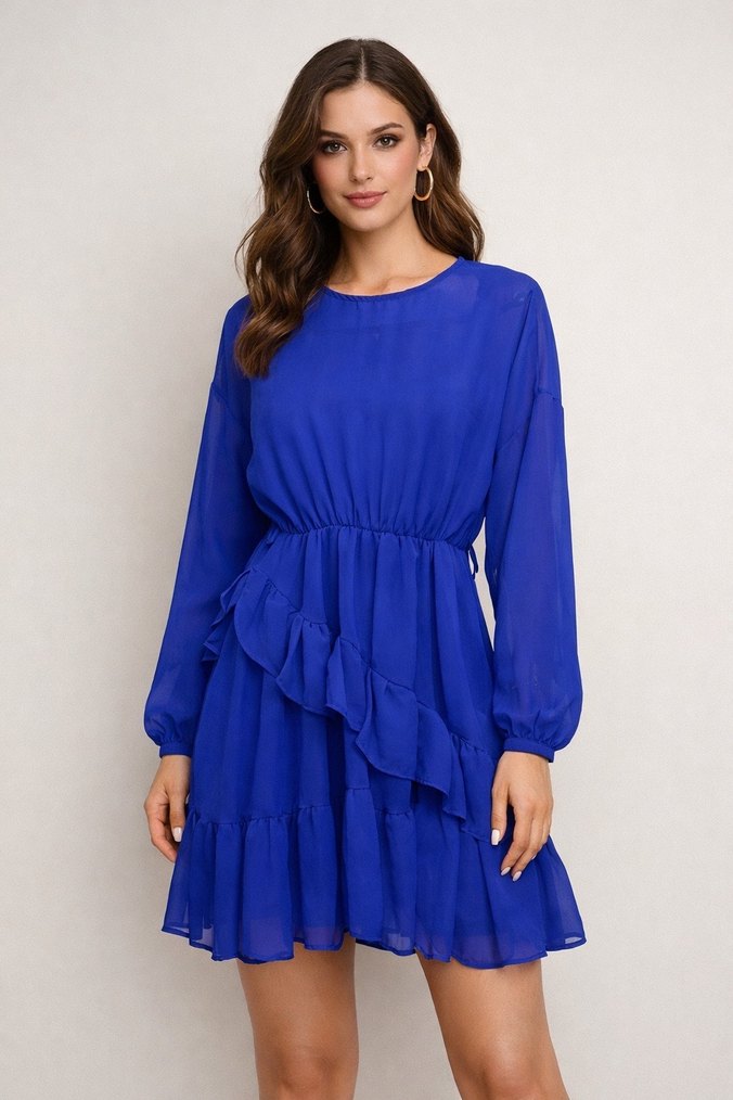 Saks Mavisi Elbise - Görsel 2