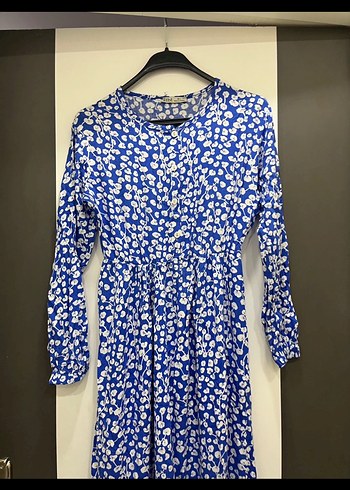 Mavi Bohem Bağcıklı Uzun Kadın Elbise - Görsel 2