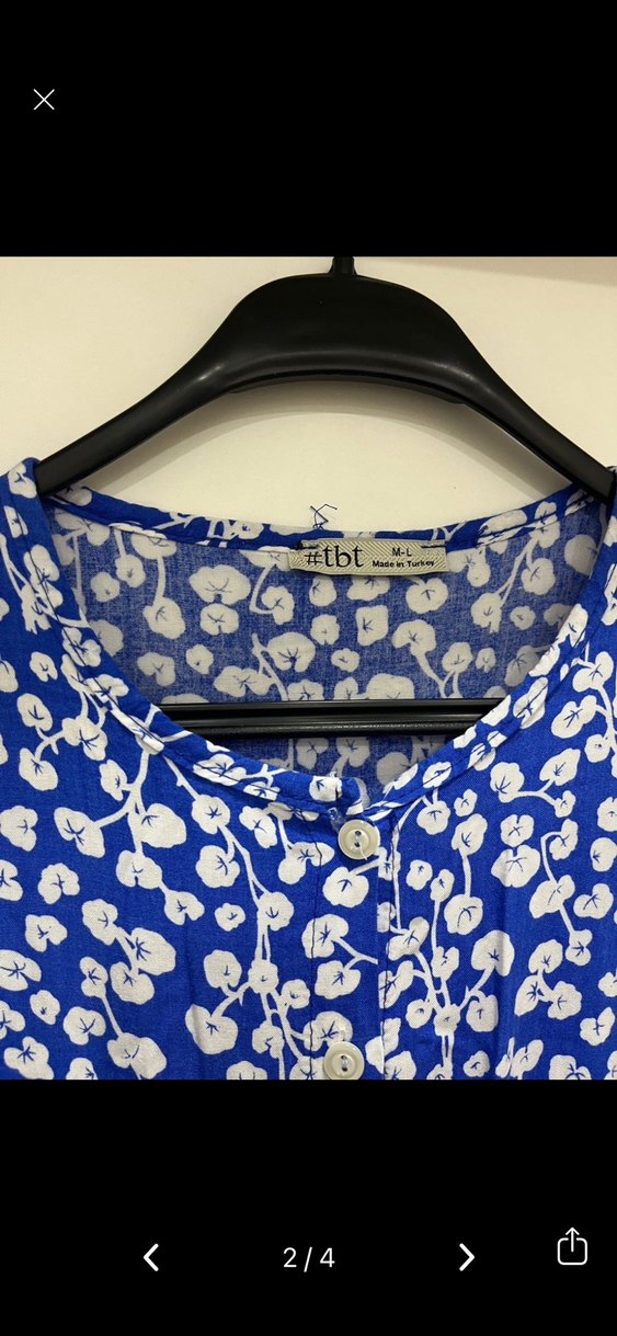 Mavi Bohem Bağcıklı Uzun Kadın Elbise - Görsel 3