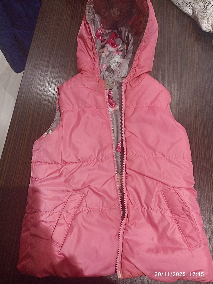 Çift Yönlü Kız Çocuk Kapüşonlu Yelek - Görsel 2