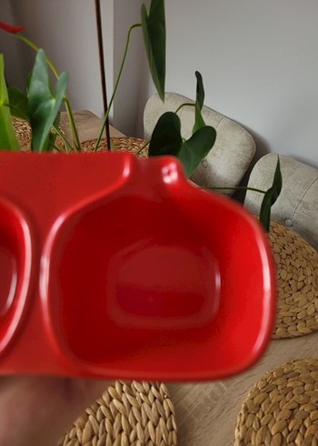 Kırmızı Üç Bölmeli Servis Tabağı - Görsel 5