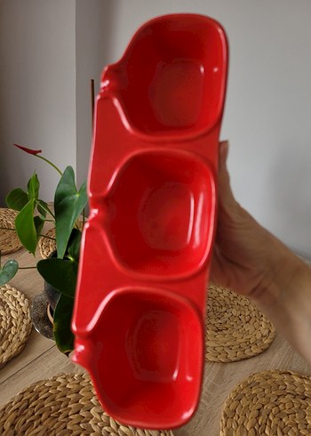 Kırmızı Üç Bölmeli Servis Tabağı - Görsel 6