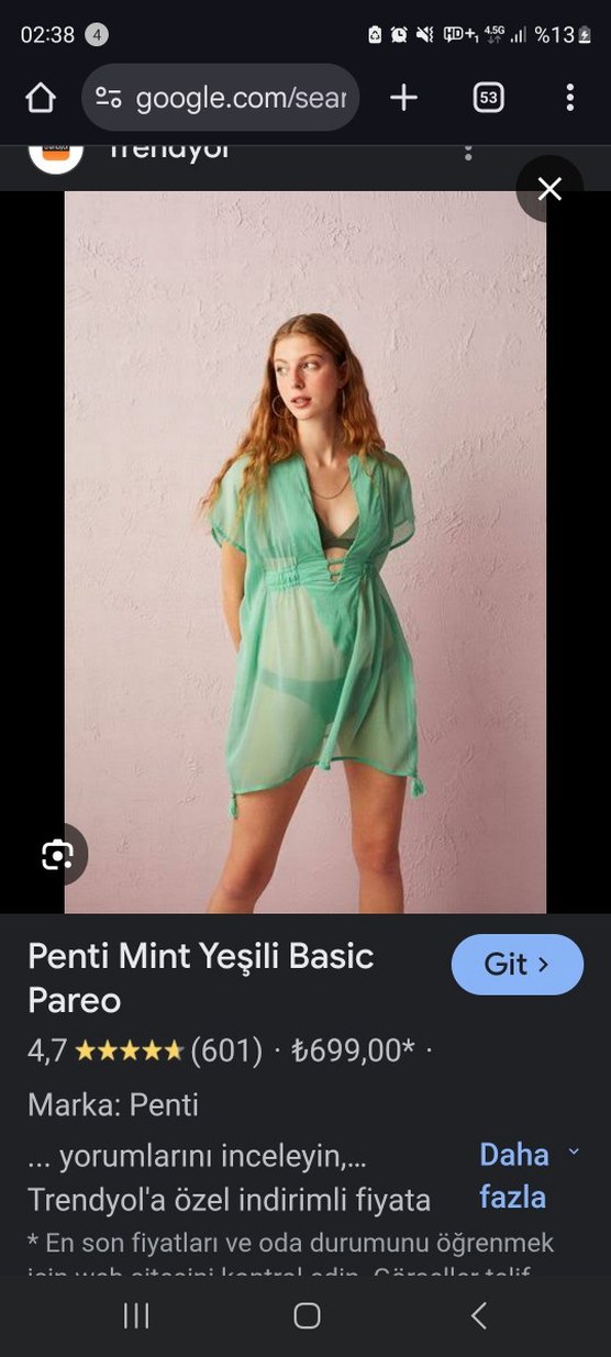 Penti Mint Yeşili Mini Transparan Pareo - Görsel 3