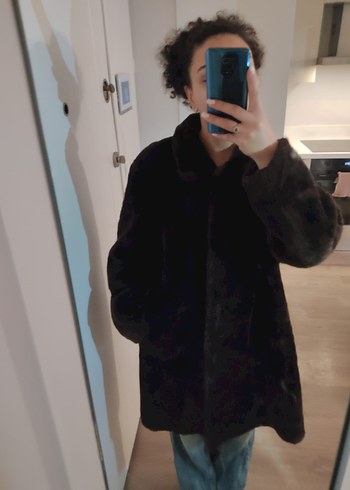 Kahverengi Kadın Midi Boy Suni Kürk Ceket - Görsel 2