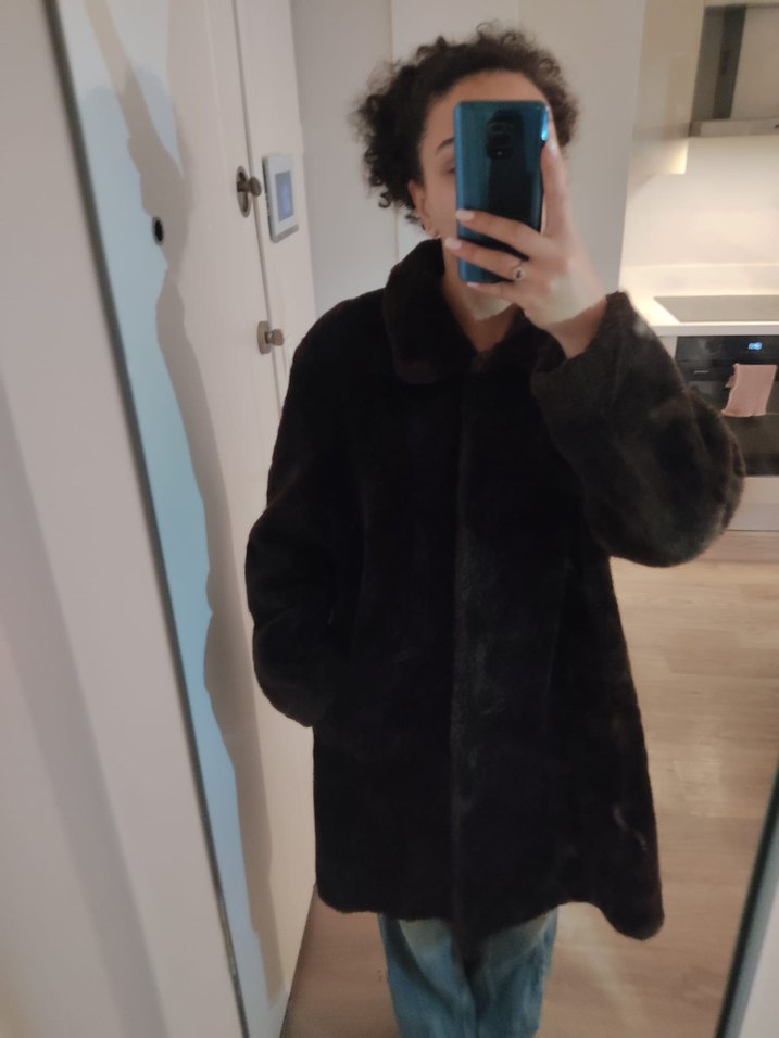 Kahverengi Kadın Midi Boy Suni Kürk Ceket - Görsel 2