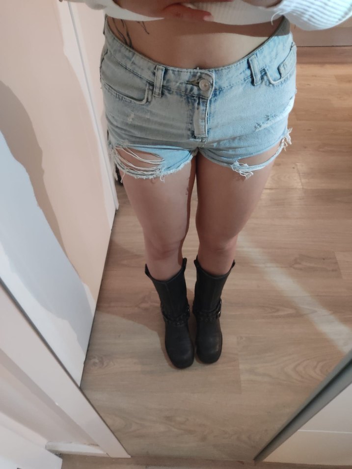 Beyaz Mini Denim Şort - Casual Fit - Görsel 2