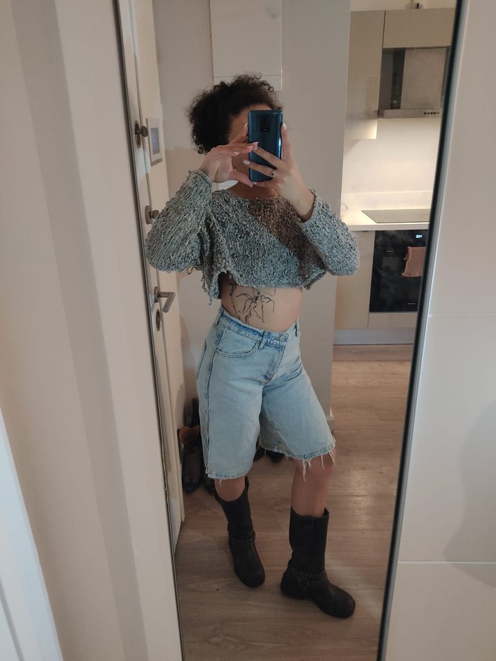 Gri Örgü Kadın Salaş Kazak - Görsel 2