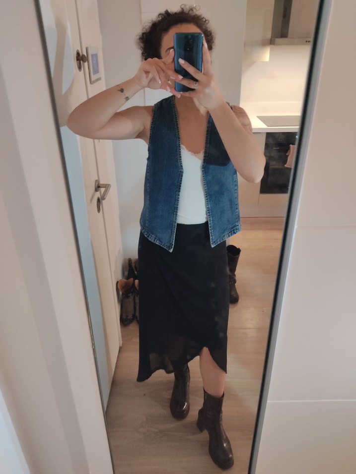 Kadın Mavi Kolsuz Denim Yelek - Görsel 3