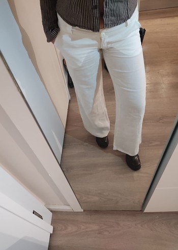 Beyaz Regular Fit Kadın Kumaş Pantolon - Görsel 2