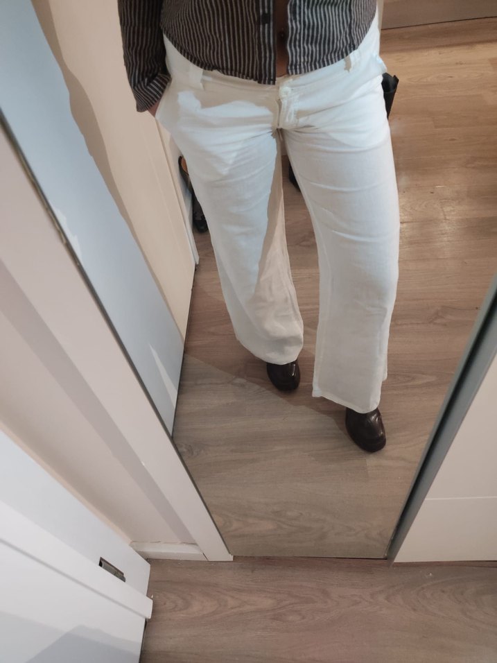 Beyaz Regular Fit Kadın Kumaş Pantolon - Görsel 2